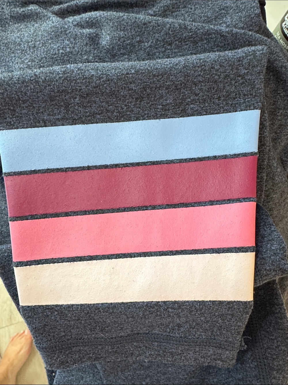 Spiritual Gangster Navy Leggings with Pink and Light Blue Stripe Detail - Picture 9 of 9